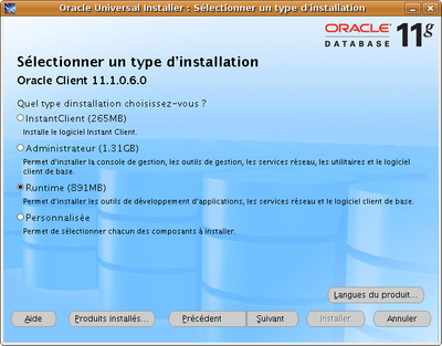 Installation du client : étape 3