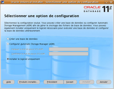 Installation d'Oracle : étape 6