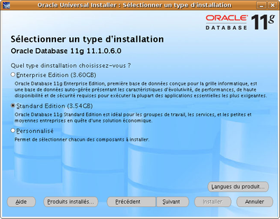 Installation d'Oracle : étape 3